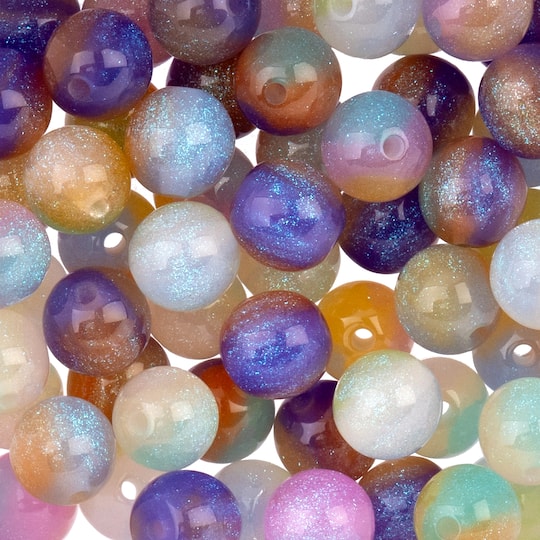 10mm Multicolor Celestial Shimmer Acrylic Round Craft Beads, 56ct. by Bead Landing™
